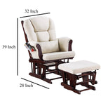 Fauteuil inclinable manuel Noni Glider avec ottoman, bois brun, carré beige