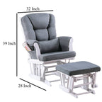 Fauteuil inclinable manuel Noni Glider avec repose-pieds carré, bois blanc et gris