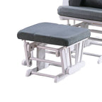 Fauteuil inclinable manuel Noni Glider avec repose-pieds carré, bois blanc et gris