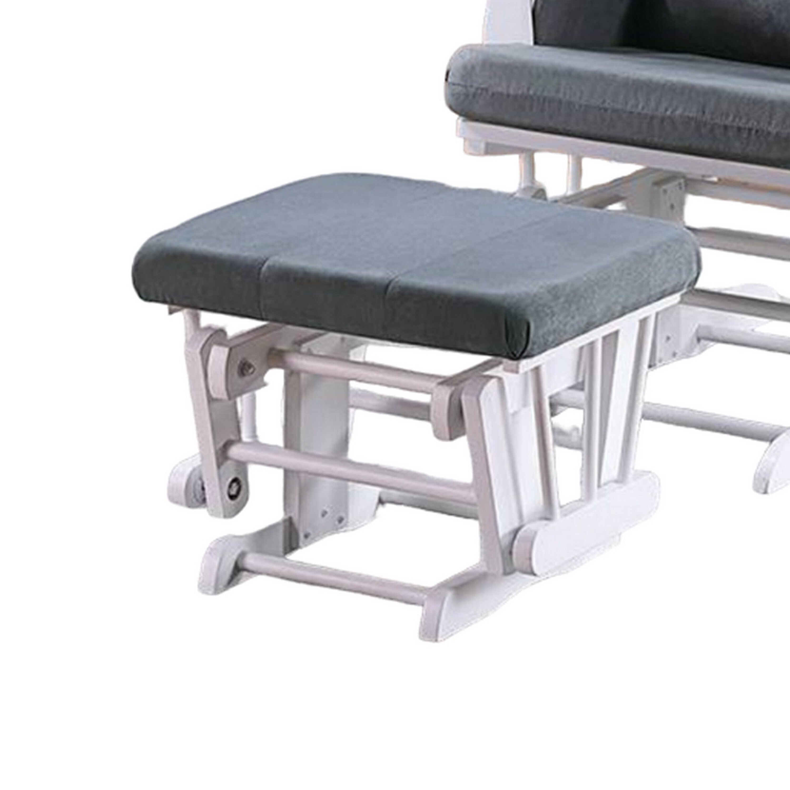 Fauteuil inclinable manuel Noni Glider avec repose-pieds carré, bois blanc et gris