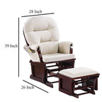 Fauteuil à bascule manuel Noni avec pouf, marron foncé, beige