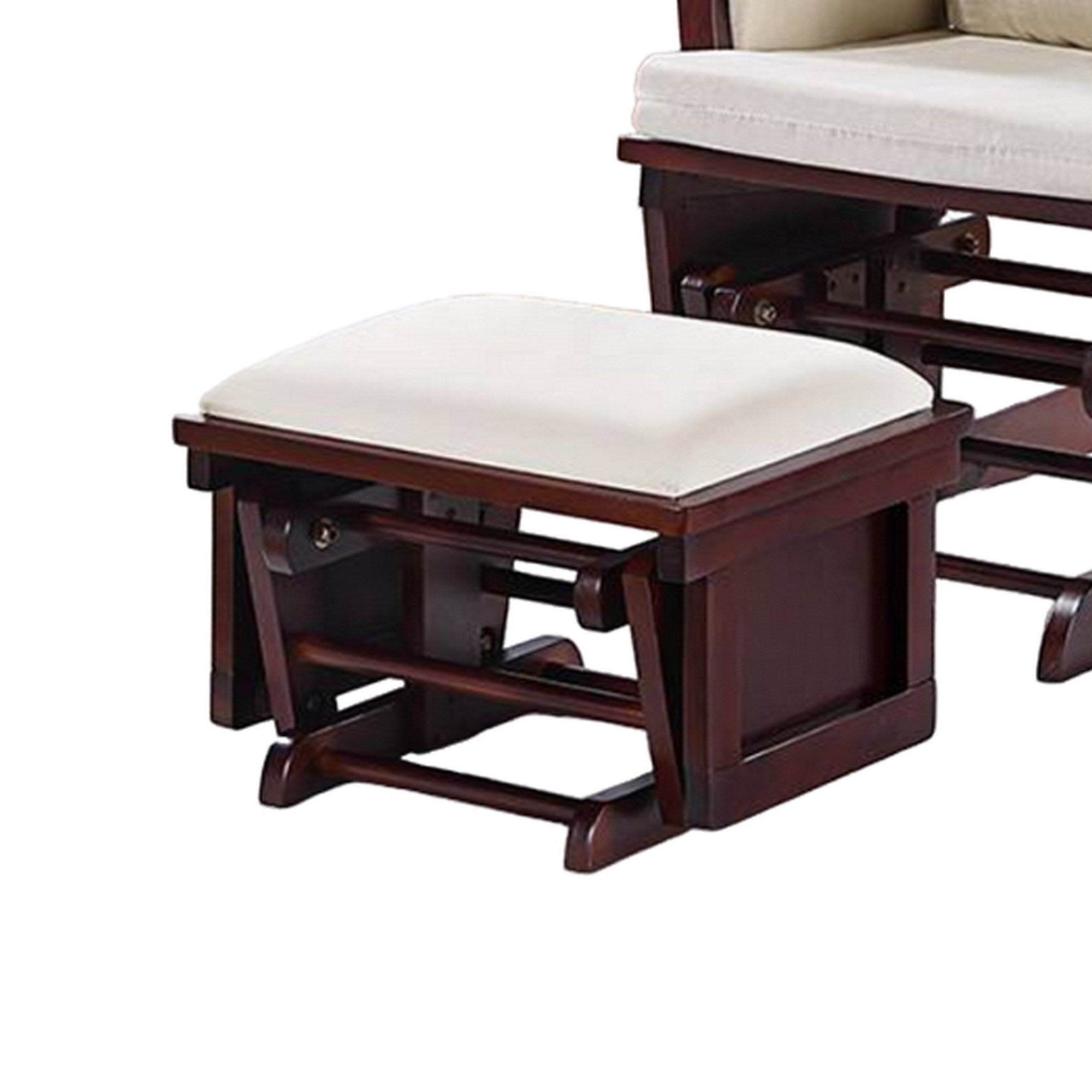 Fauteuil à bascule manuel Noni avec pouf, marron foncé, beige