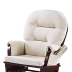 Fauteuil à bascule manuel Noni avec pouf, marron foncé, beige