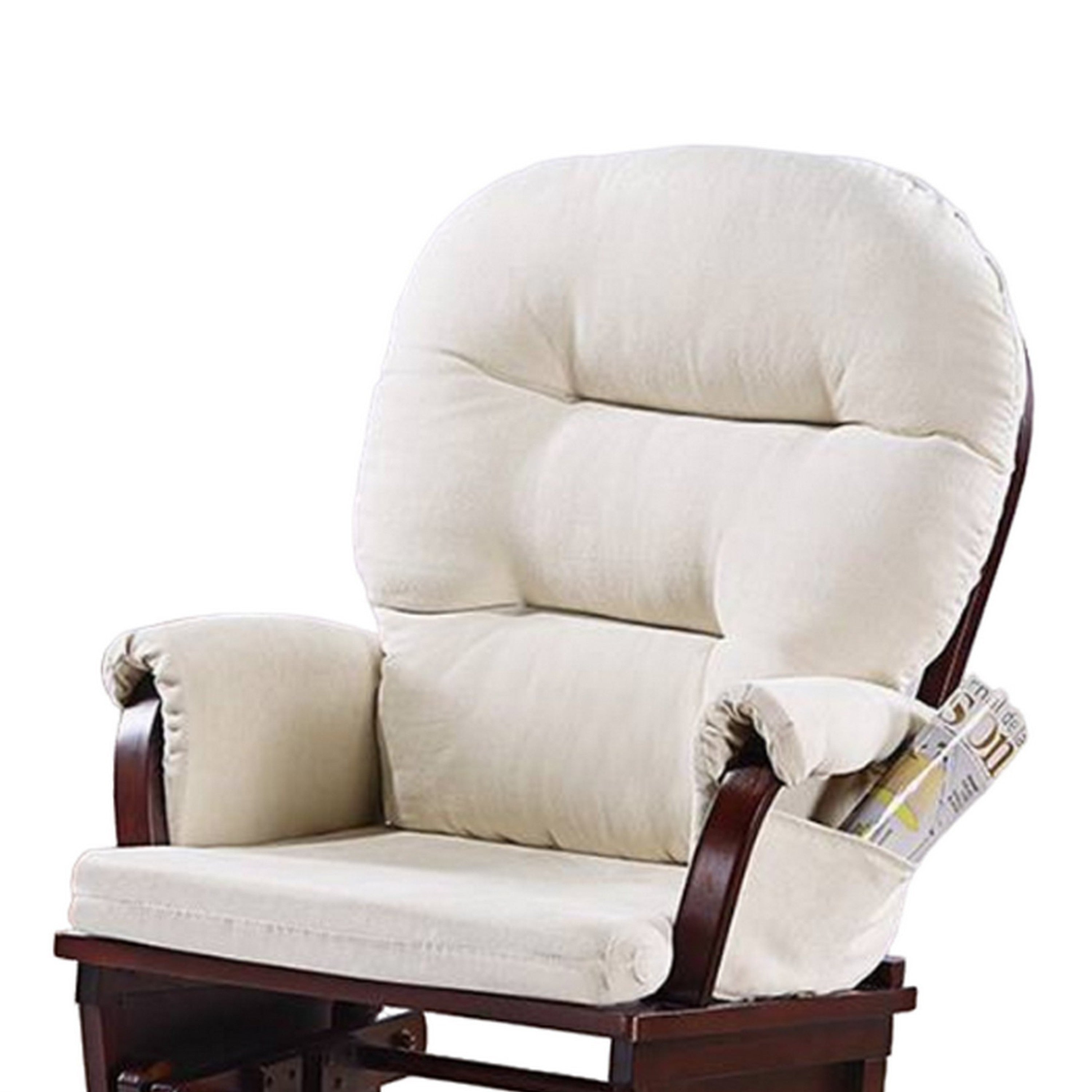 Fauteuil à bascule manuel Noni avec pouf, marron foncé, beige