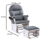 Fauteuil inclinable manuel Noni Glider avec repose-pieds, bois blanc et gris