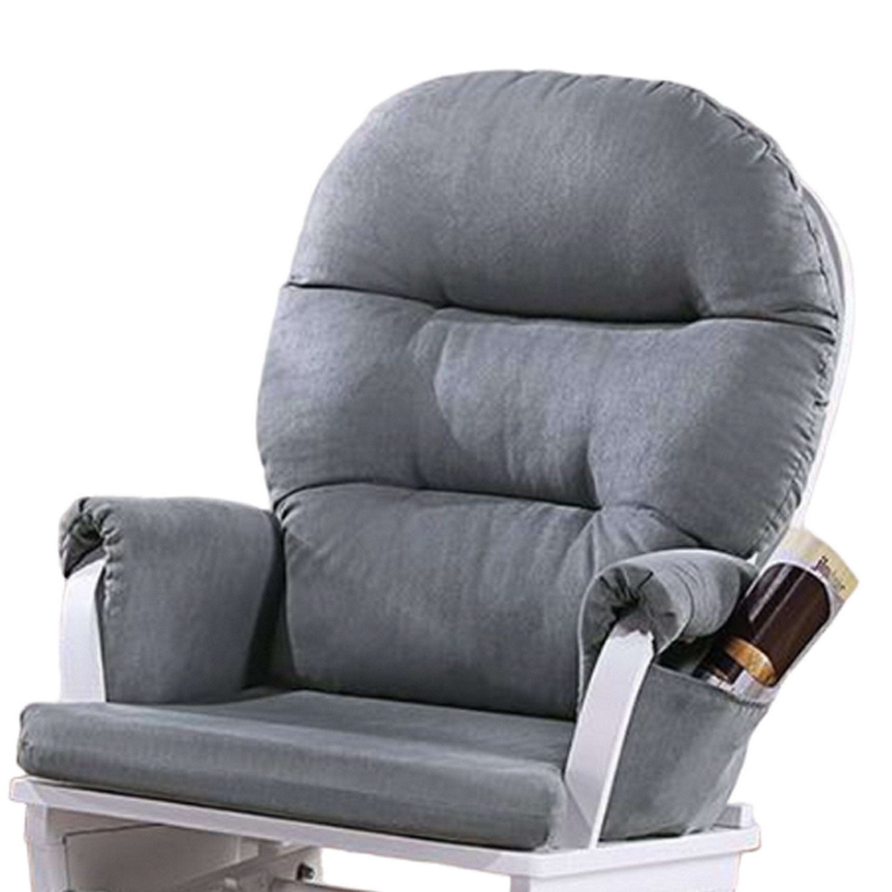 Fauteuil inclinable manuel Noni Glider avec repose-pieds, bois blanc et gris