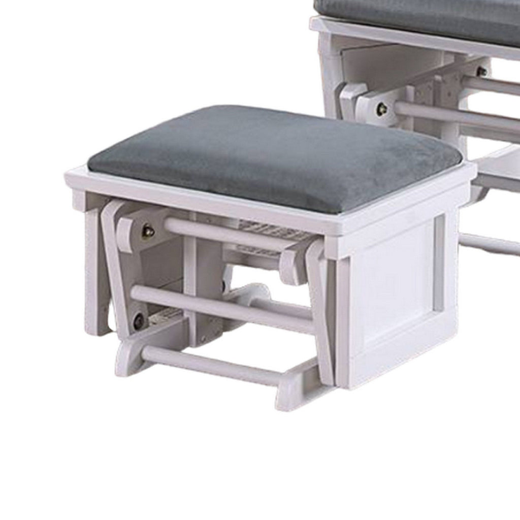 Fauteuil inclinable manuel Noni Glider avec repose-pieds, bois blanc et gris