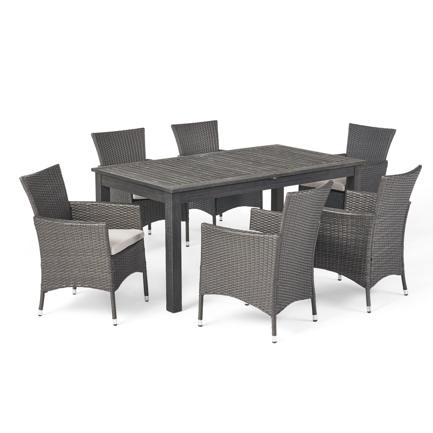 Ensemble de salle à manger extensible Nora Outdoor 7 pièces en bois d'acacia et osier par Christopher Knight Home