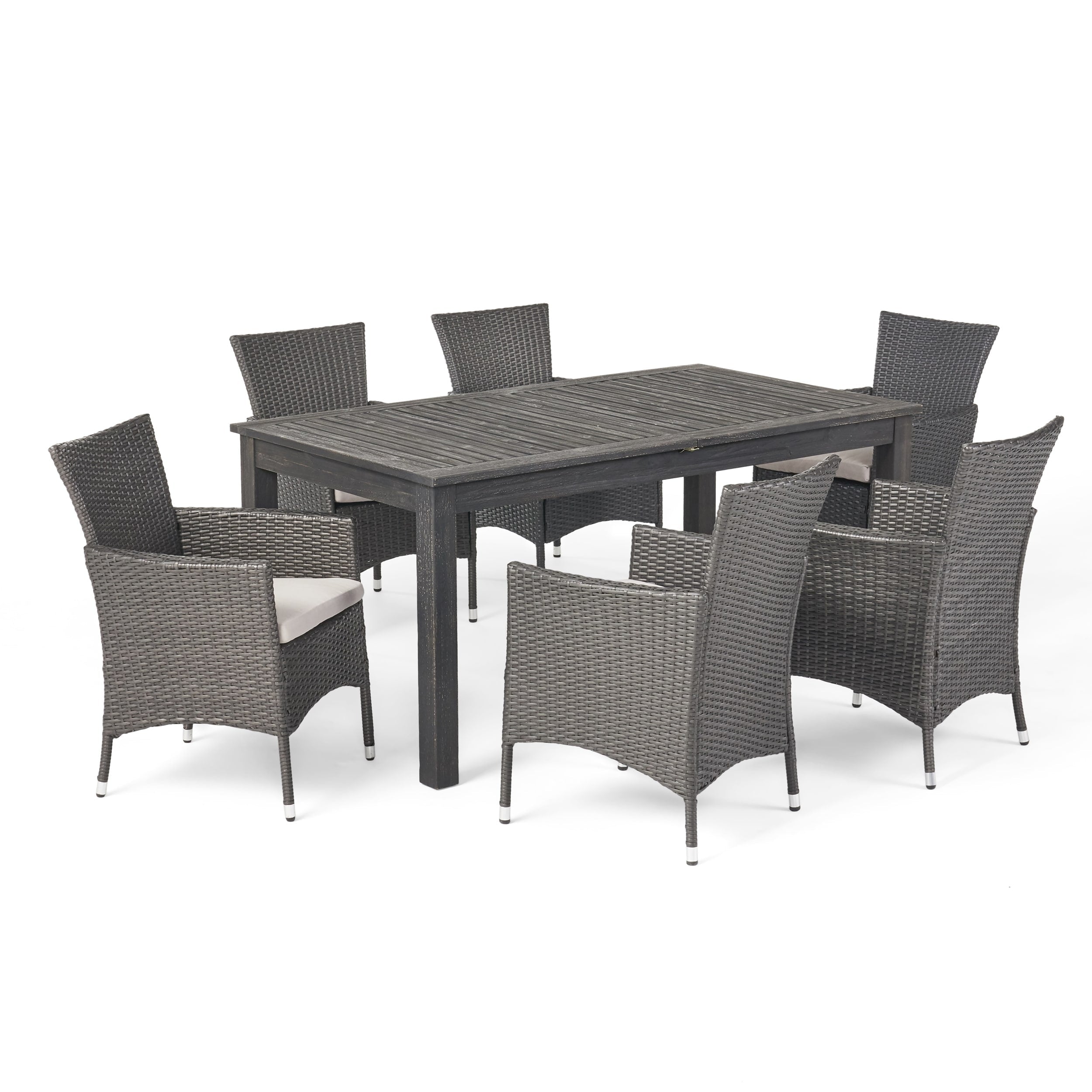 Ensemble de salle à manger extensible Nora Outdoor 7 pièces en bois d'acacia et osier par Christopher Knight Home