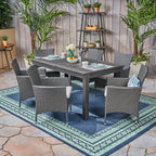 Ensemble de salle à manger extensible Nora Outdoor 7 pièces en bois d'acacia et osier par Christopher Knight Home