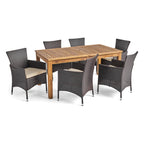 Ensemble de salle à manger extensible Nora Outdoor 7 pièces en bois d'acacia et osier par Christopher Knight Home