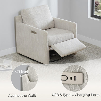 Fauteuil d'appoint pivotant Nora Power avec repose-pieds électriques