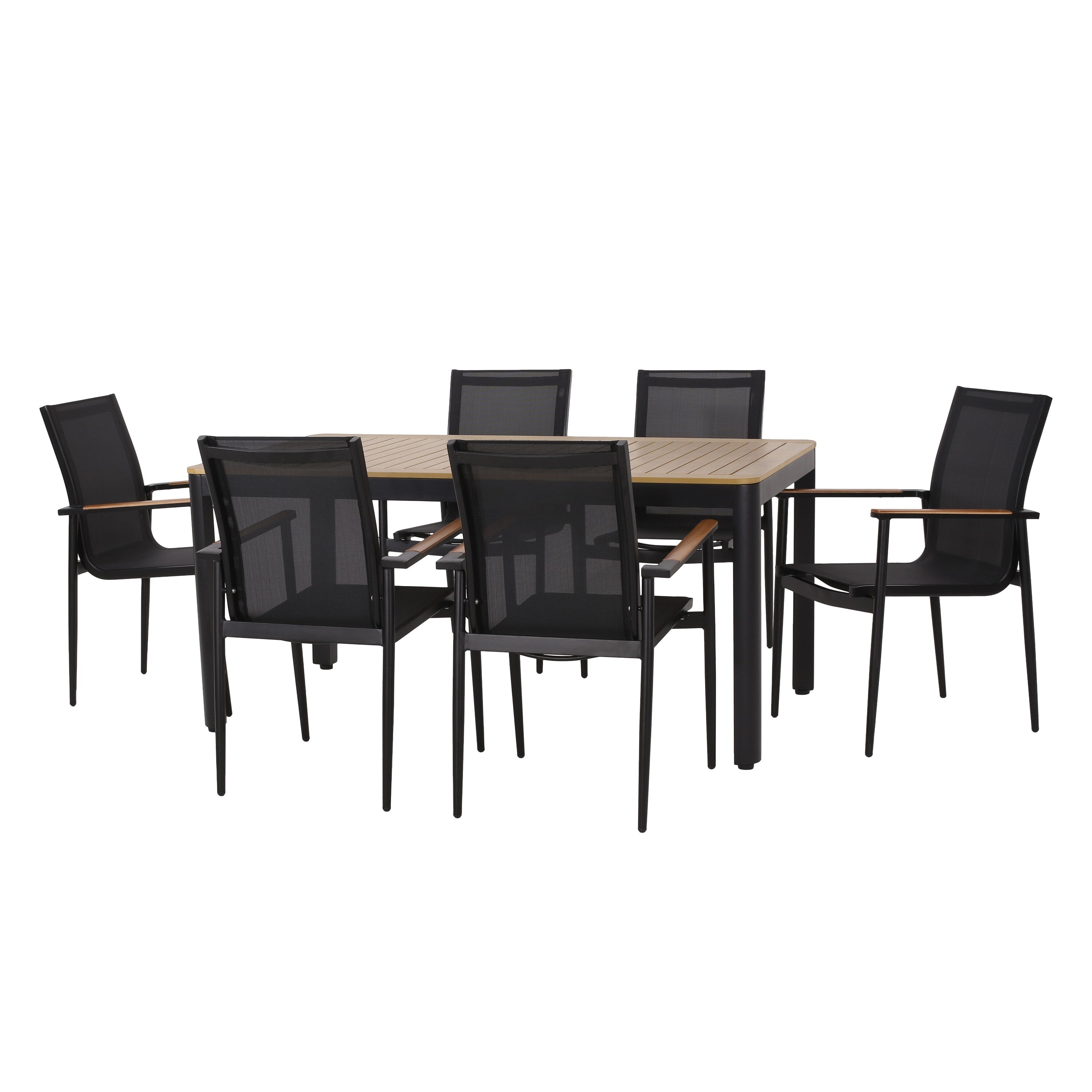 Ensemble de salle à manger d'extérieur Norcrest en maille et aluminium, 7 pièces, par Christopher Knight Home
