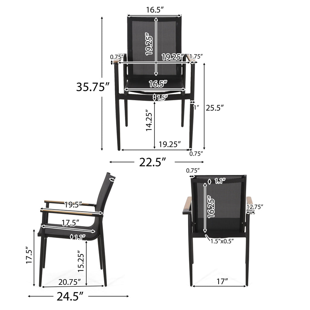 Ensemble de salle à manger d'extérieur Norcrest en maille et aluminium, 7 pièces, par Christopher Knight Home