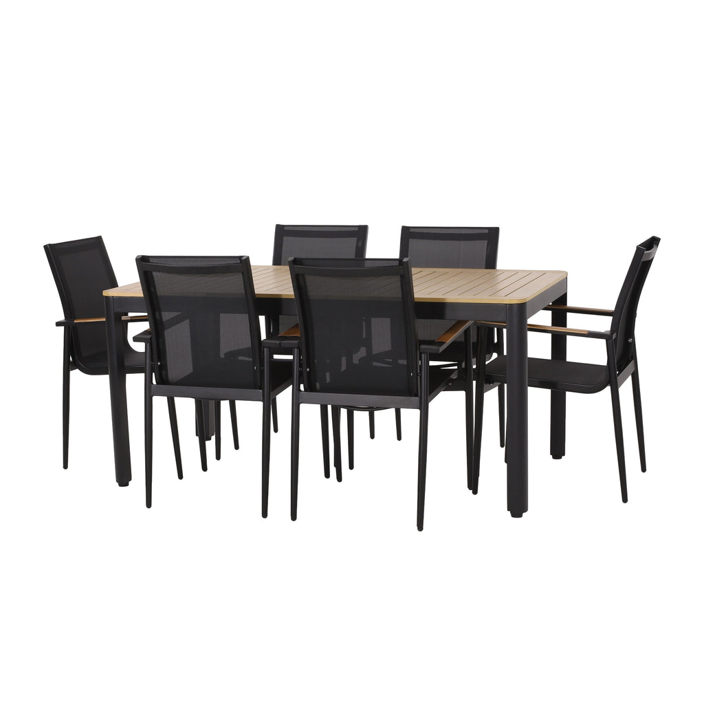 Ensemble de salle à manger d'extérieur Norcrest en maille et aluminium, 7 pièces, par Christopher Knight Home