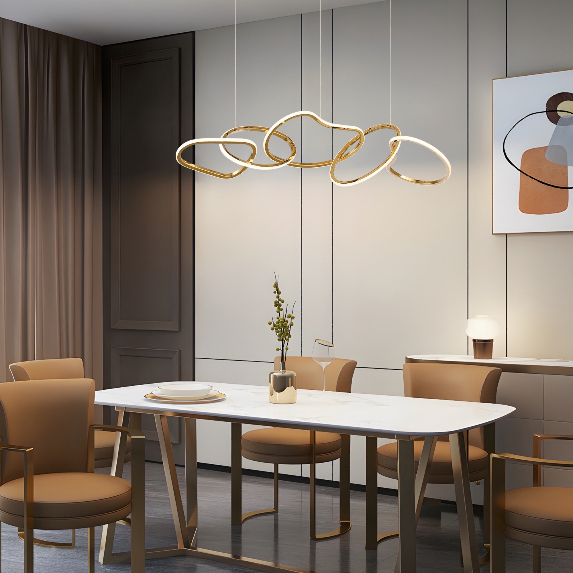 Plafonnier LED de luxe en acier inoxydable, style nordique, pour salle à manger