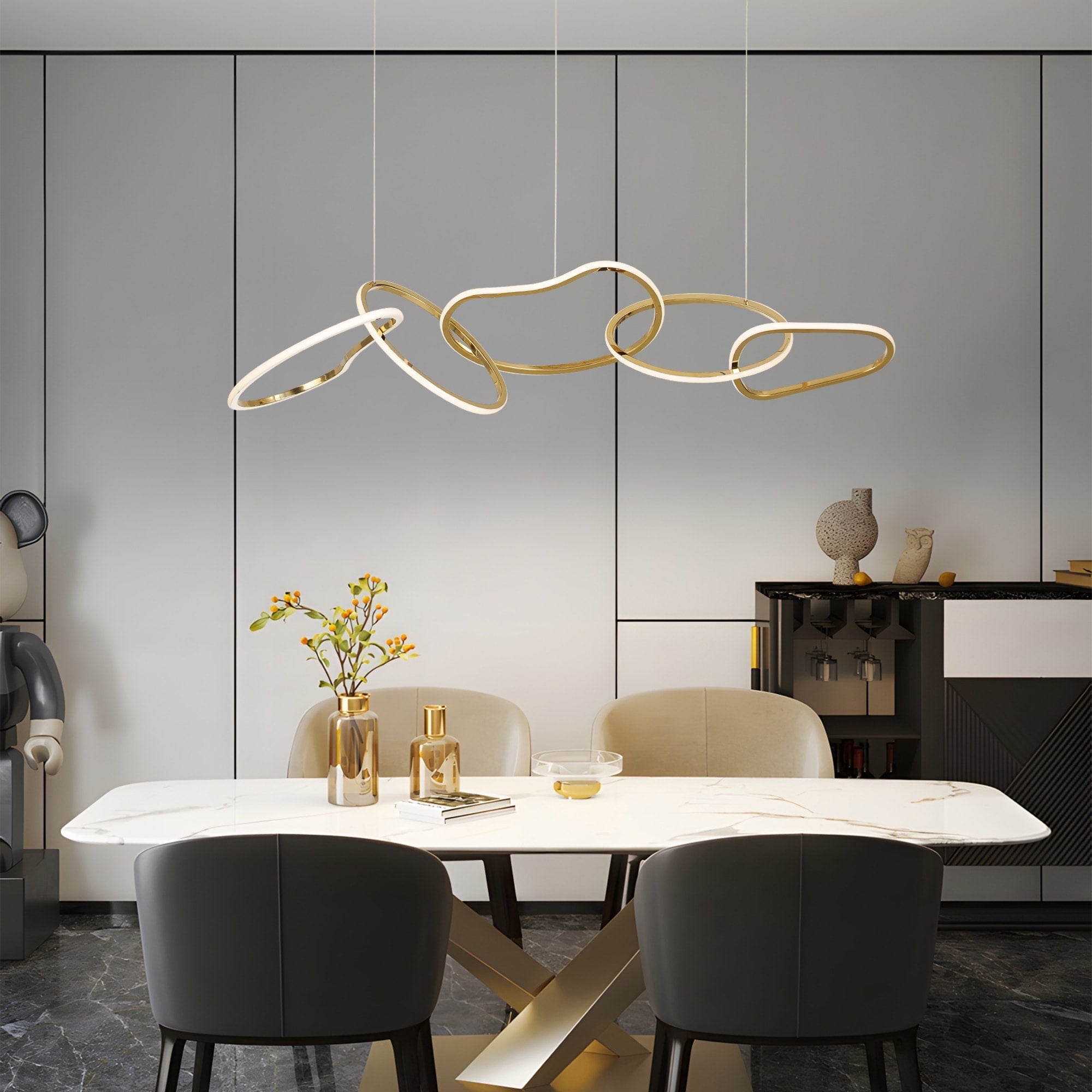 Plafonnier LED de luxe en acier inoxydable, style nordique, pour salle à manger