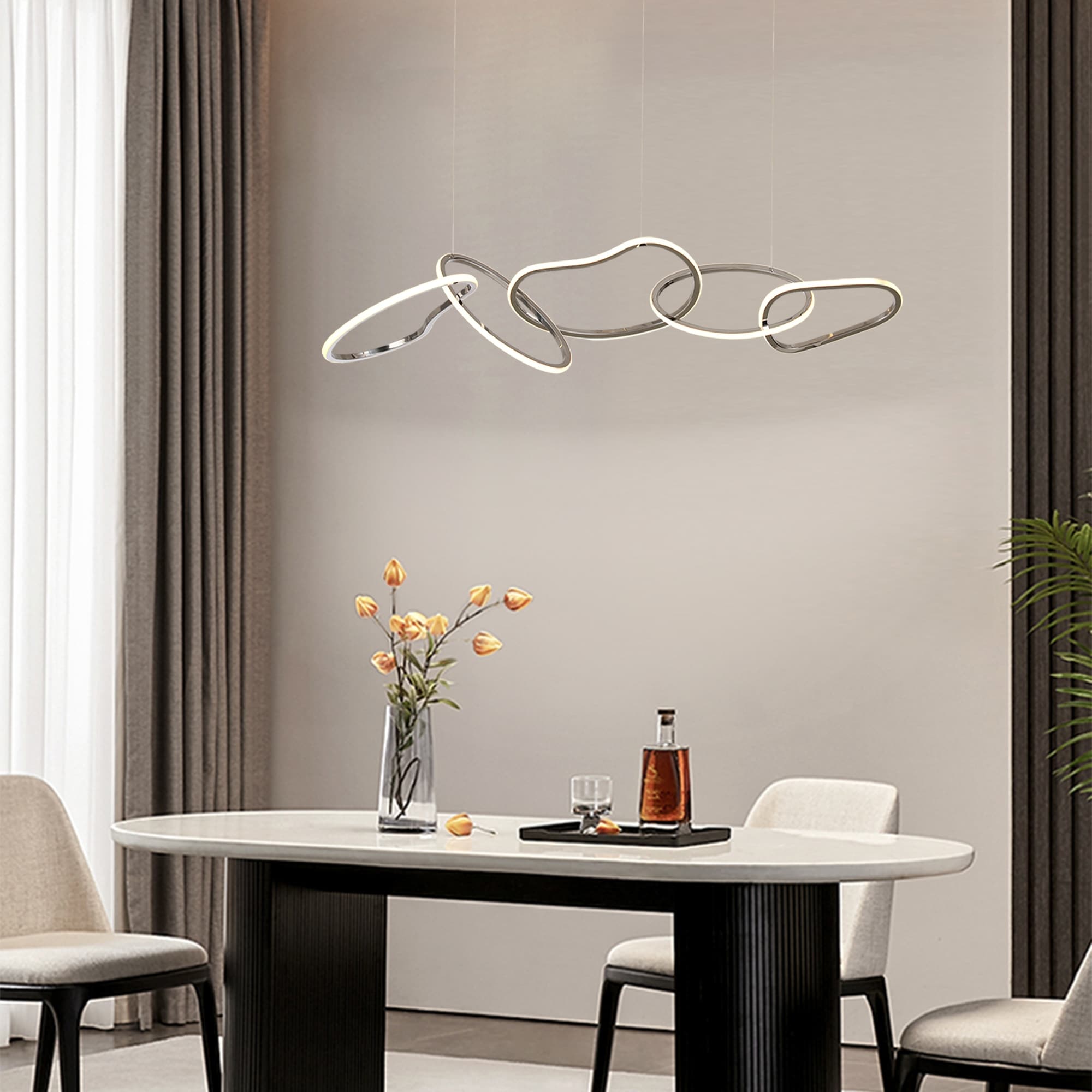 Plafonnier LED de luxe en acier inoxydable, style nordique, pour salle à manger