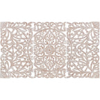 Décoration murale à 3 panneaux en bois naturel sculpté à la main, motif floral Norma, 48 x 28 pouces