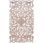 Décoration murale à 3 panneaux en bois naturel sculpté à la main, motif floral Norma, 48 x 28 pouces