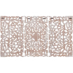 Décoration murale à 3 panneaux en bois naturel sculpté à la main, motif floral Norma, 48 x 28 pouces