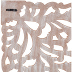Décoration murale à 3 panneaux en bois naturel sculpté à la main, motif floral Norma, 48 x 28 pouces