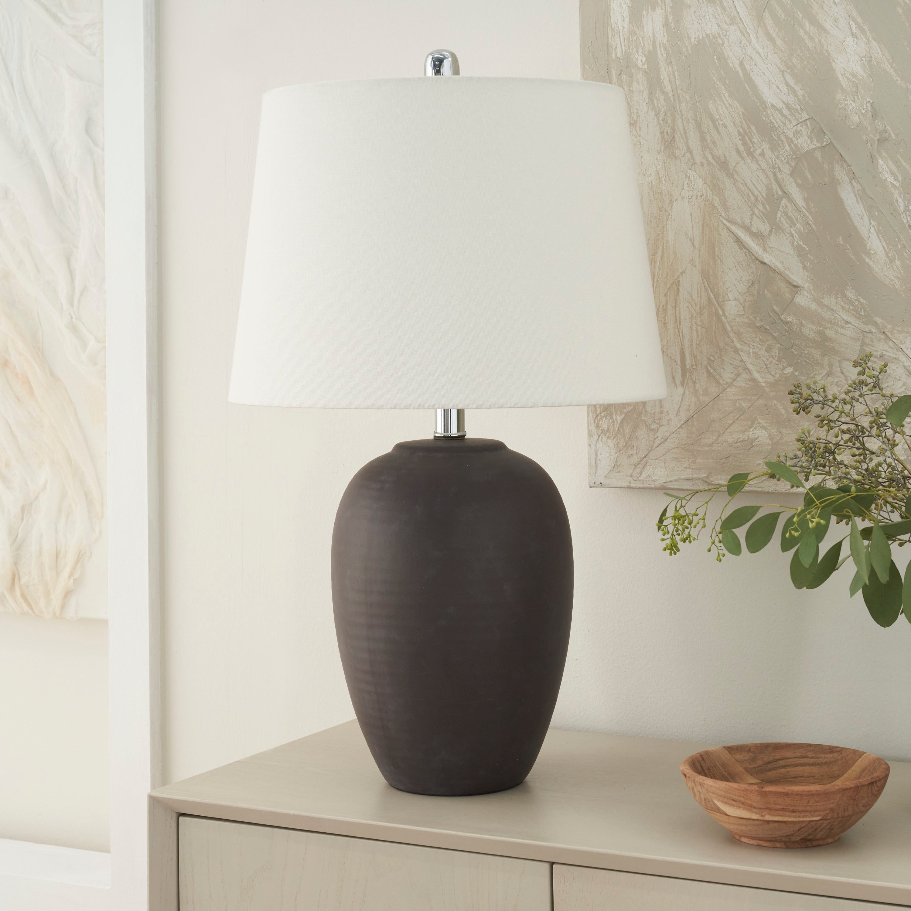 Lampe de table en pot en céramique non émaillée Nourison 23