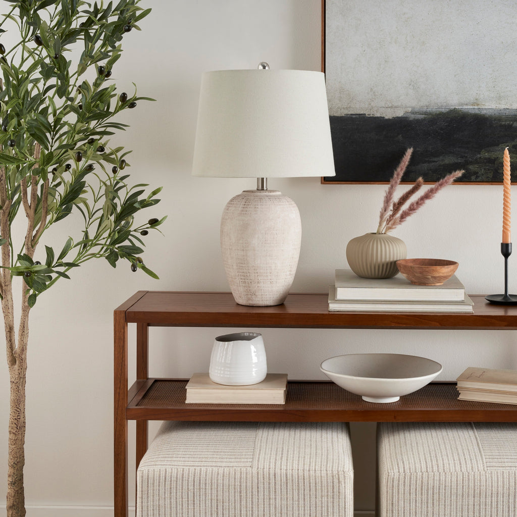 Lampe de table en pot en céramique non émaillée Nourison 23