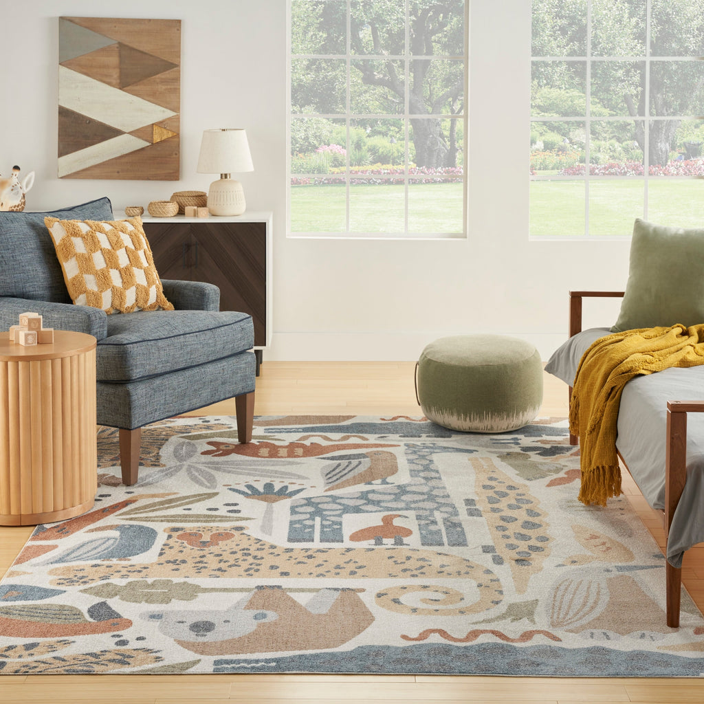 Tapis Nourison Astra lavable en machine à imprimé animal