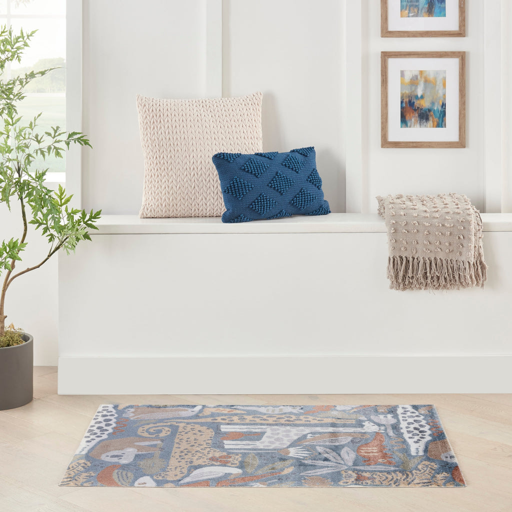 Tapis Nourison Astra lavable en machine à imprimé animal