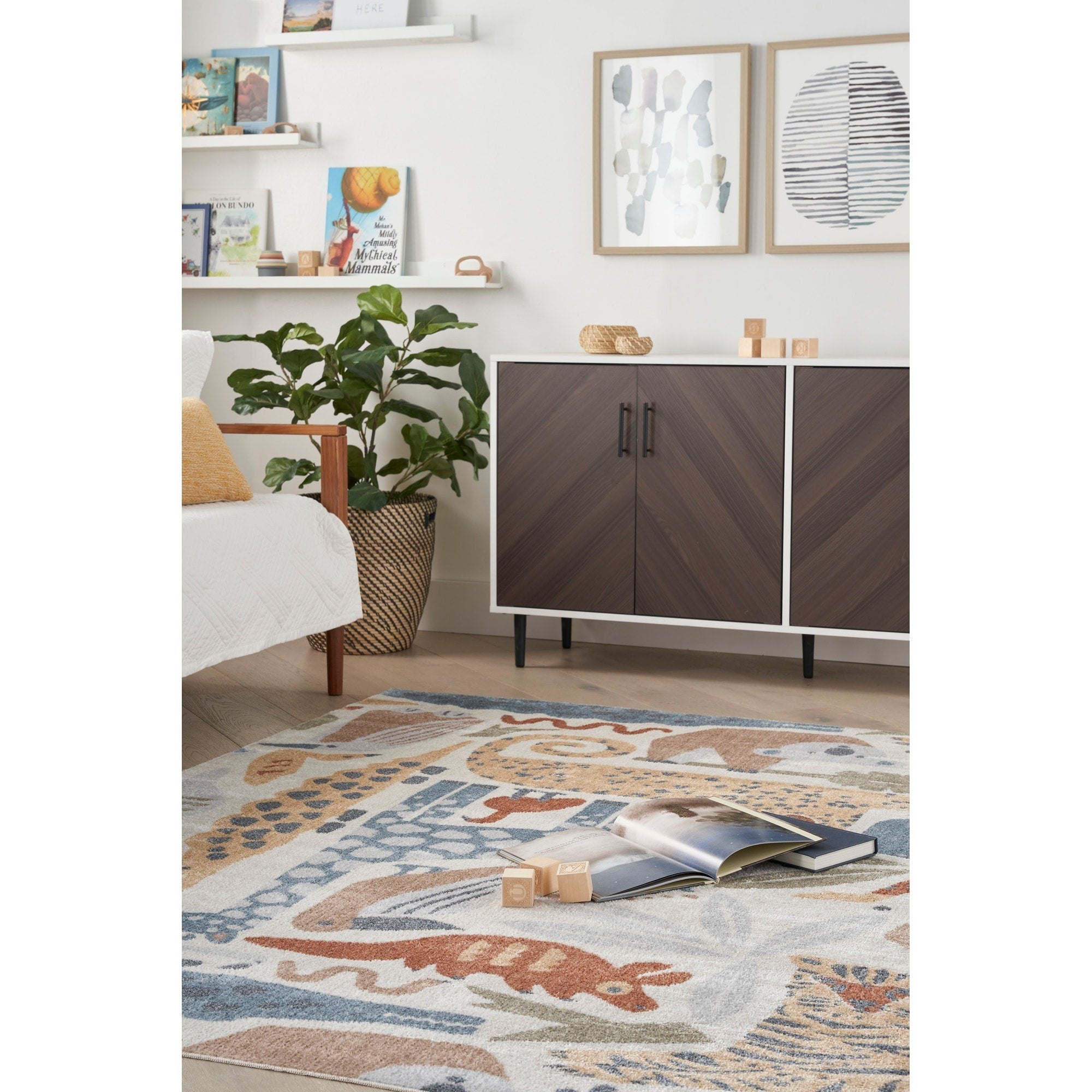 Tapis Nourison Astra lavable en machine à imprimé animal