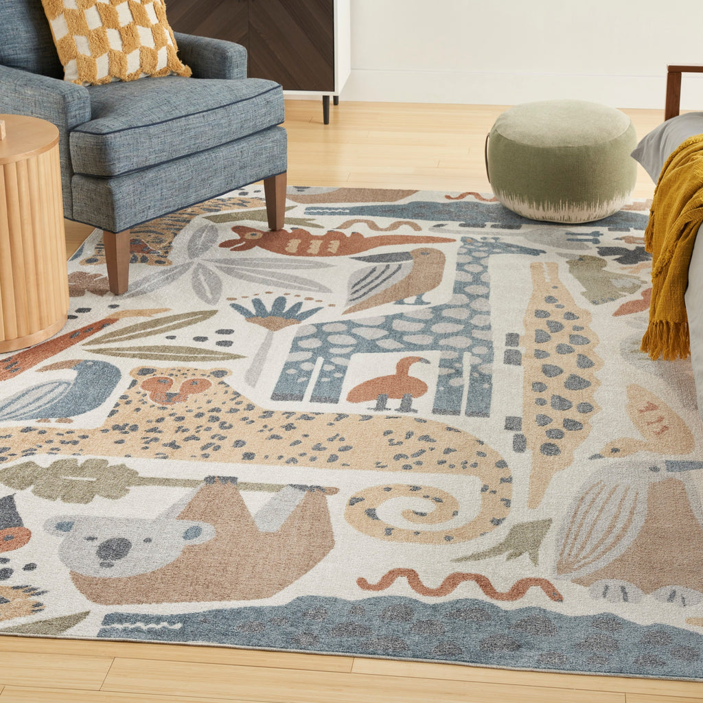 Tapis Nourison Astra lavable en machine à imprimé animal