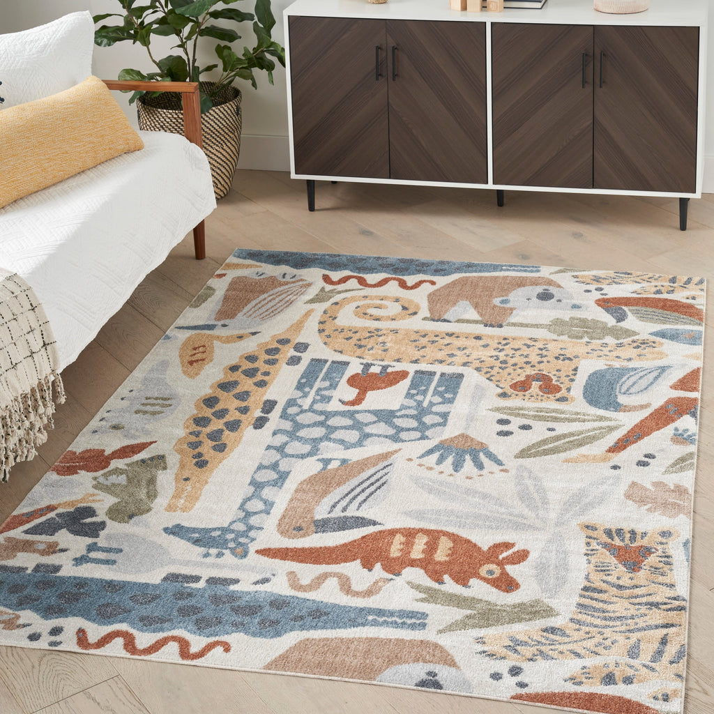 Tapis Nourison Astra lavable en machine à imprimé animal
