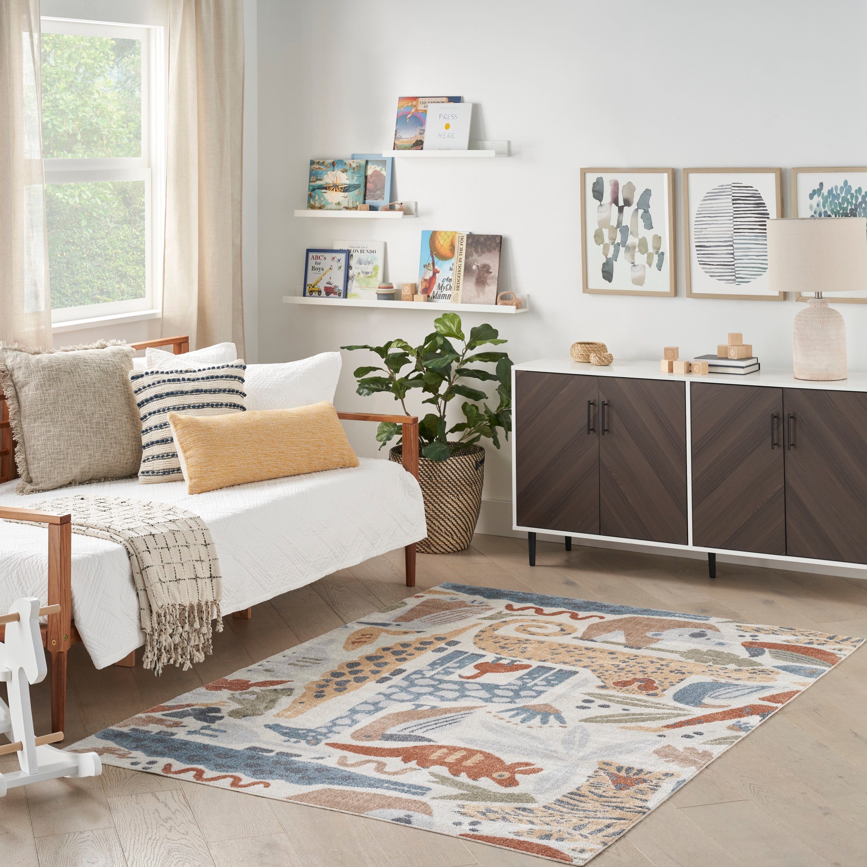 Tapis Nourison Astra lavable en machine à imprimé animal