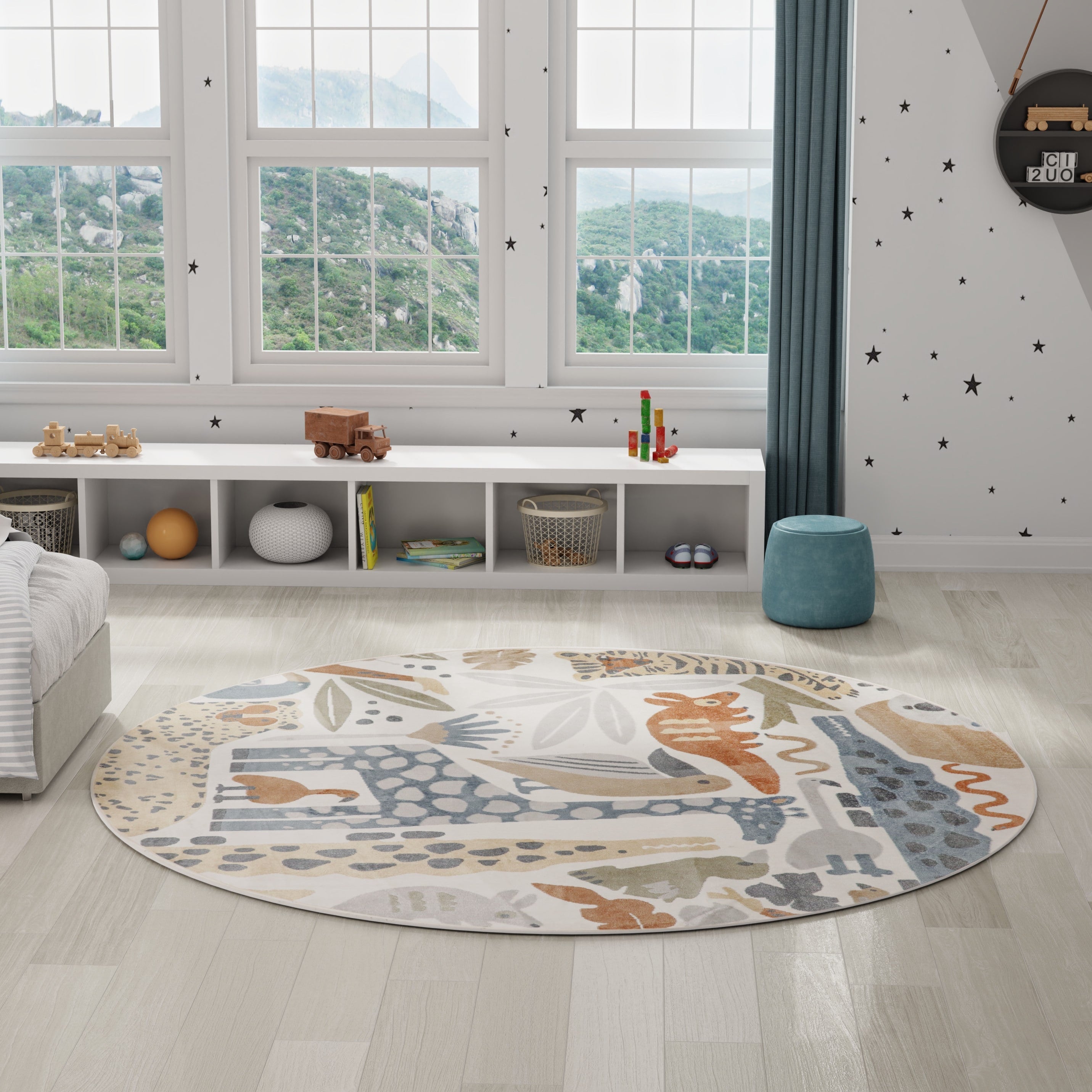 Tapis Nourison Astra lavable en machine à imprimé animal