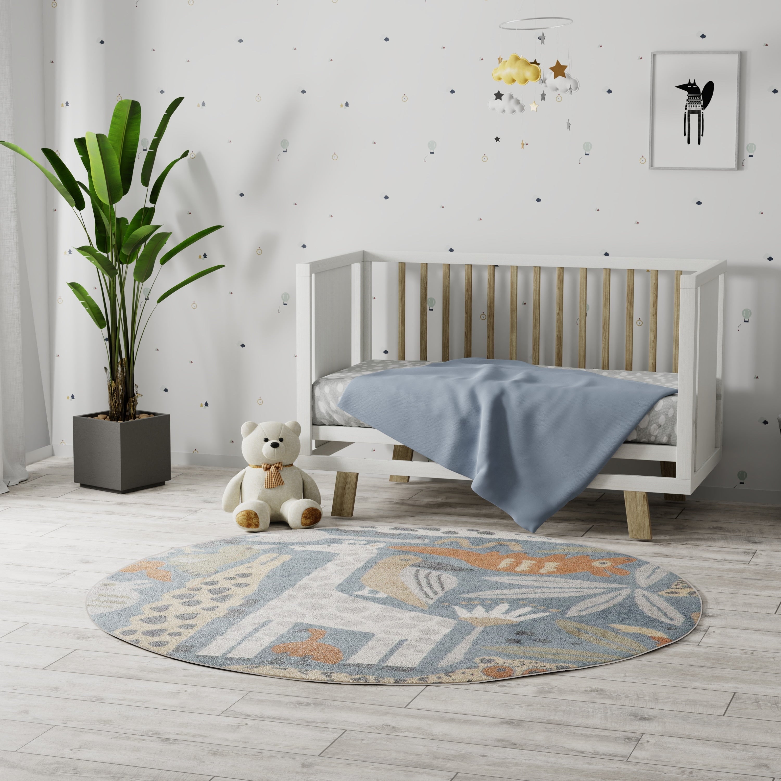 Tapis Nourison Astra lavable en machine à imprimé animal