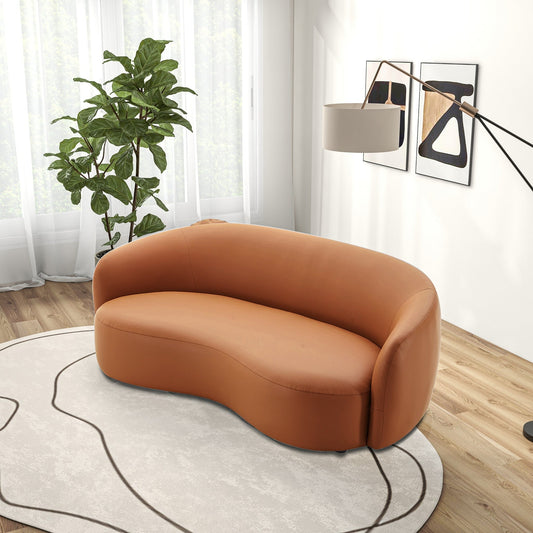 Canapé en cuir courbé moderne de style Japandi Nova du milieu du siècle