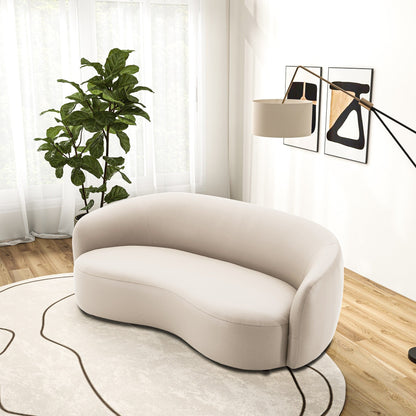 Canapé en cuir courbé moderne de style Japandi Nova du milieu du siècle