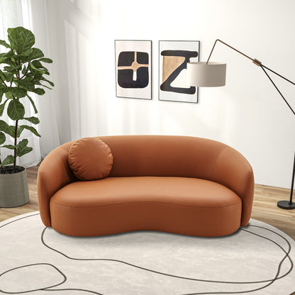 Canapé en cuir courbé moderne de style Japandi Nova du milieu du siècle