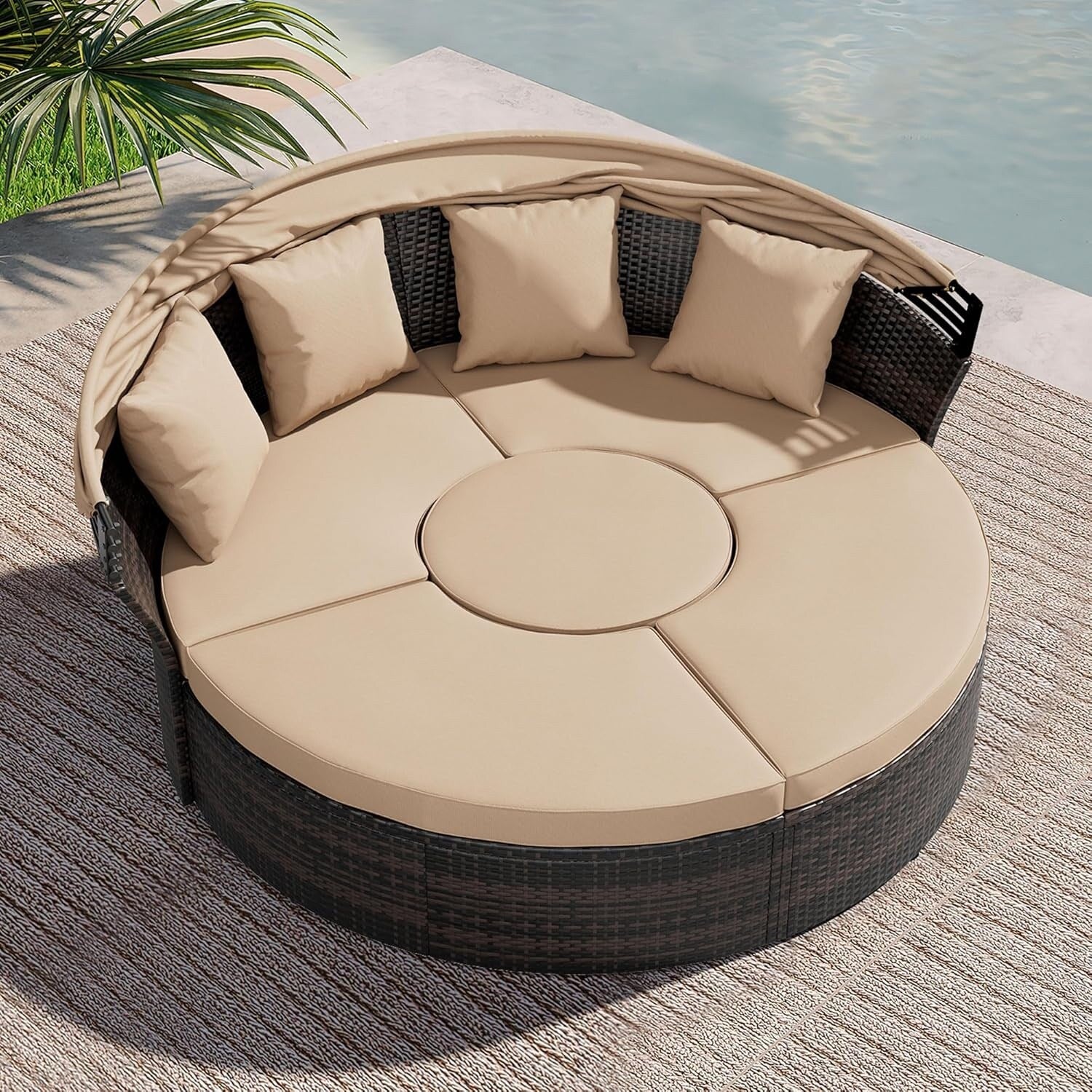 Ensemble de salon de jardin Nuon 4/5 pièces en osier avec auvent par Havenside Home
