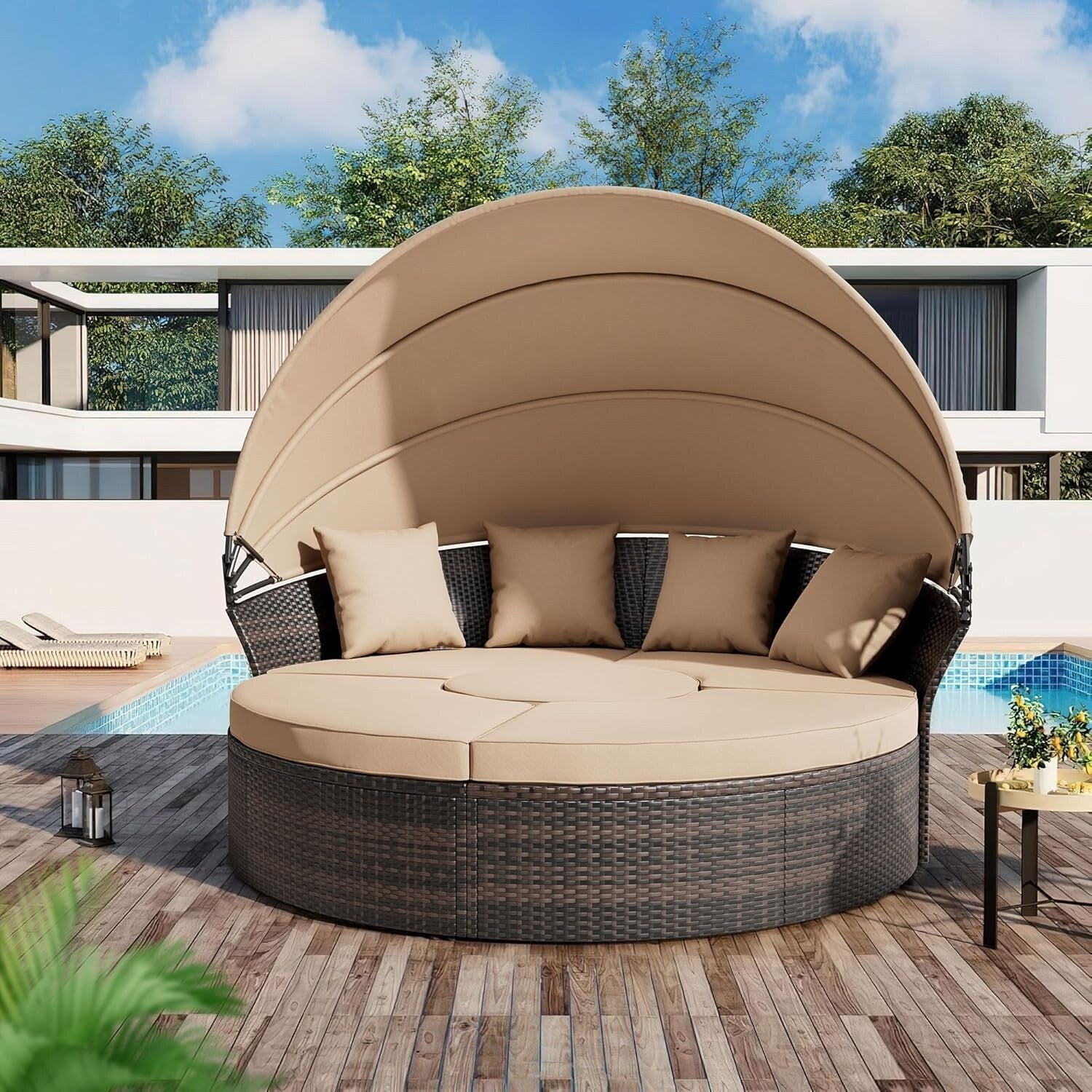 Ensemble de salon de jardin Nuon 4/5 pièces en osier avec auvent par Havenside Home