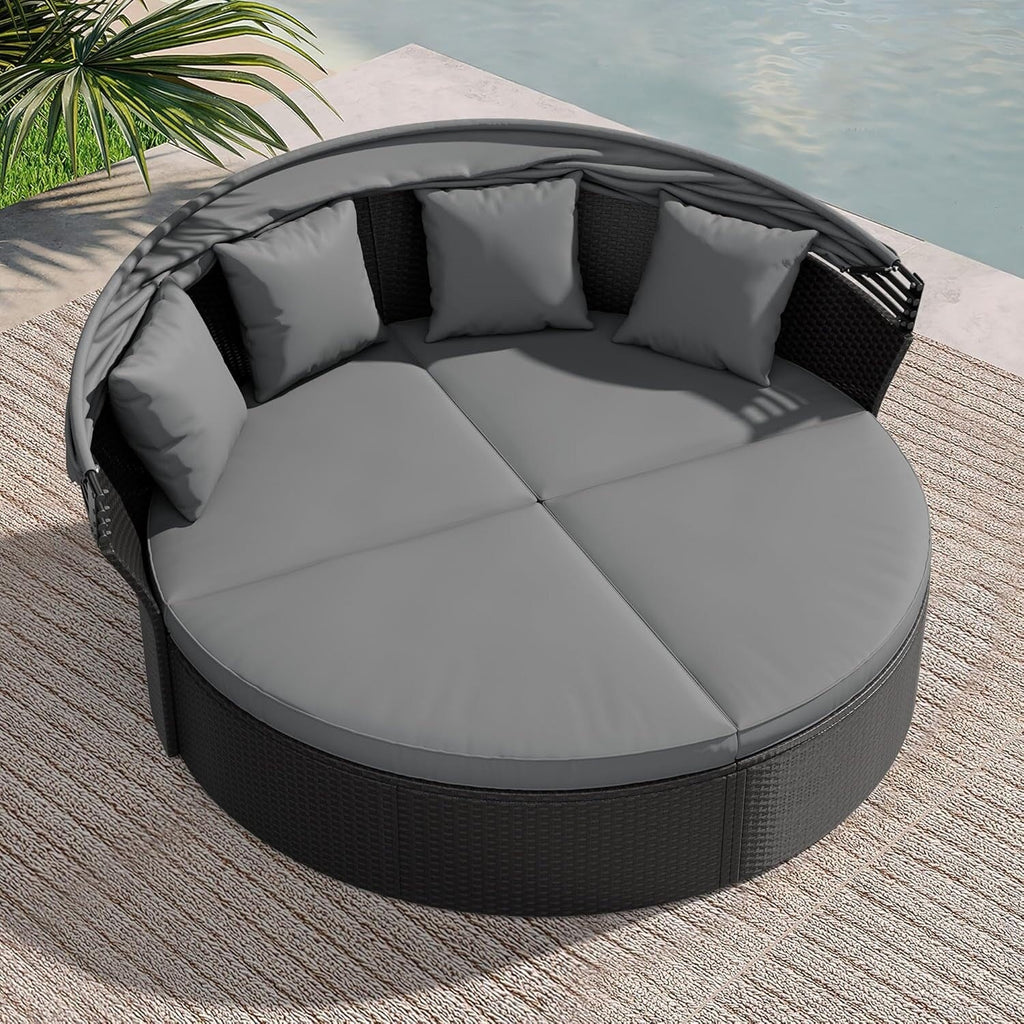 Ensemble de salon de jardin Nuon 4/5 pièces en osier avec auvent par Havenside Home