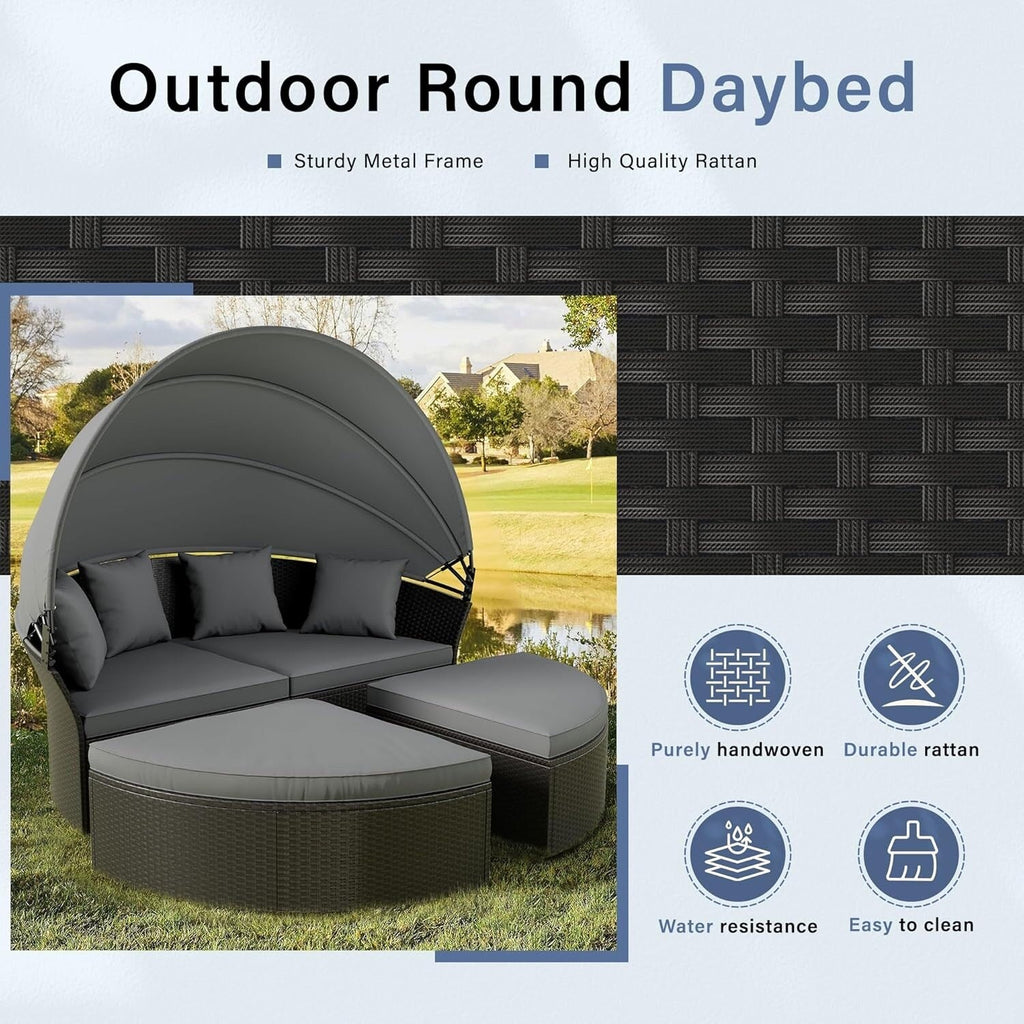 Ensemble de salon de jardin Nuon 4/5 pièces en osier avec auvent par Havenside Home