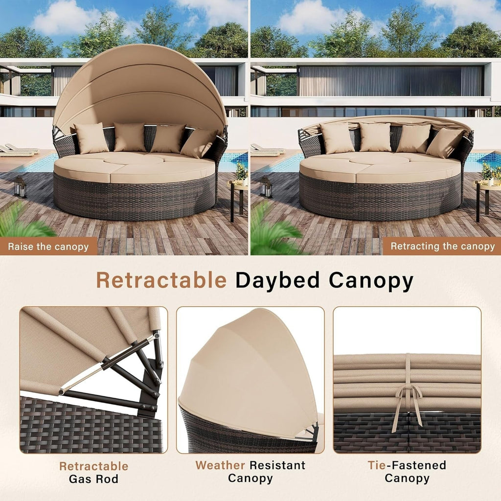 Ensemble de salon de jardin Nuon 4/5 pièces en osier avec auvent par Havenside Home