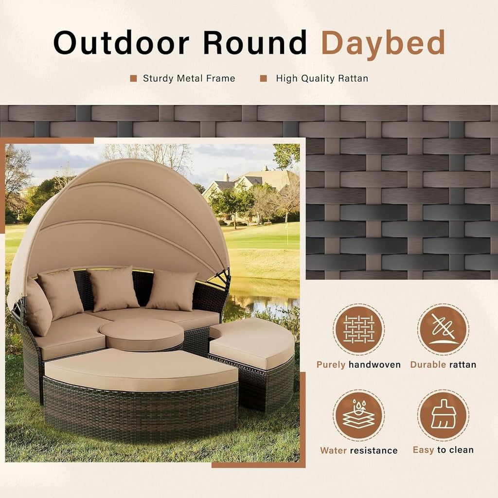 Ensemble de salon de jardin Nuon 4/5 pièces en osier avec auvent par Havenside Home
