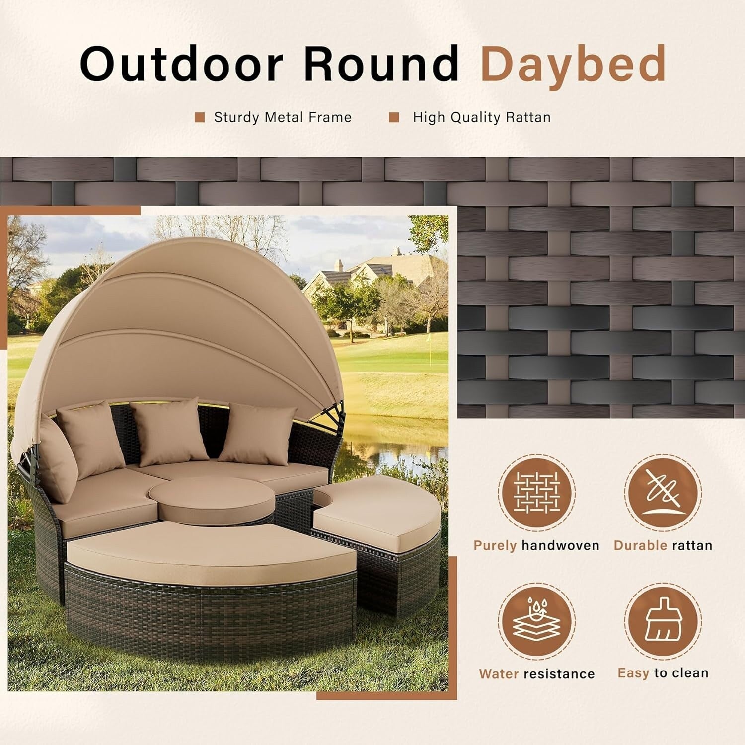 Ensemble de salon de jardin Nuon 4/5 pièces en osier avec auvent par Havenside Home