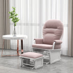 Fauteuil à bascule pour chambre d'enfant, coussin épais et rembourré, fauteuil en lin doux avec pouf et base en bois