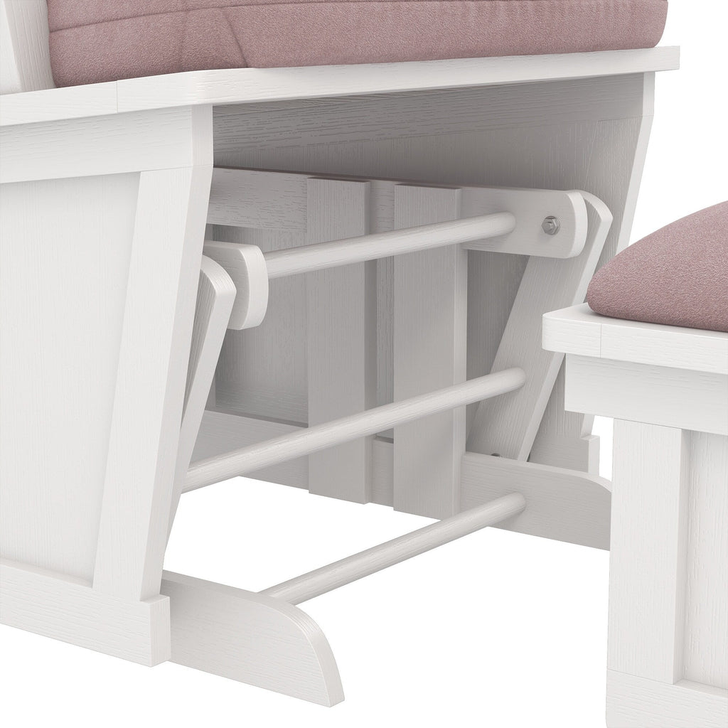 Fauteuil à bascule pour chambre d'enfant, coussin épais et rembourré, fauteuil en lin doux avec pouf et base en bois
