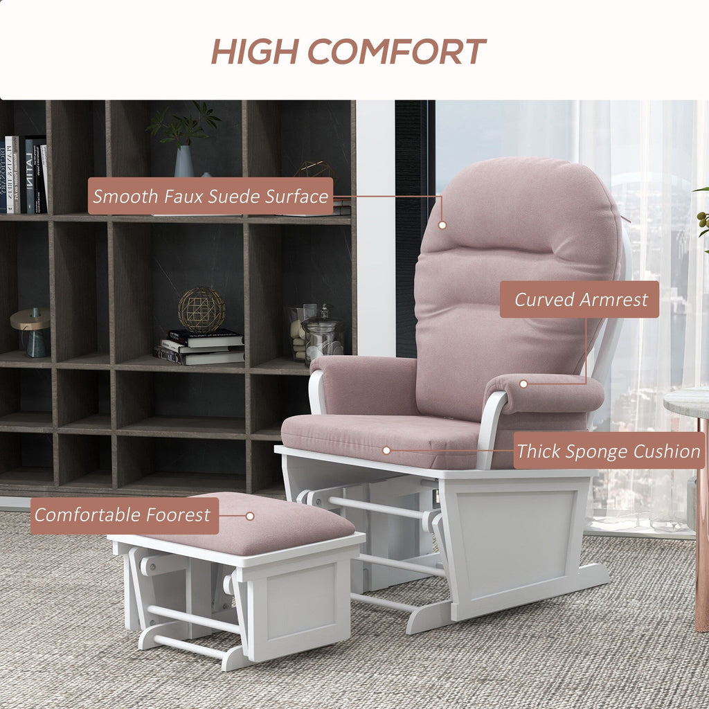 Fauteuil à bascule pour chambre d'enfant, coussin épais et rembourré, fauteuil en lin doux avec pouf et base en bois