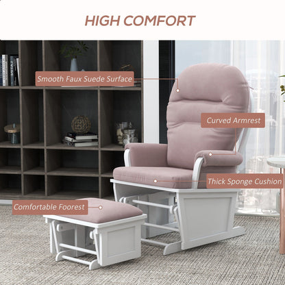 Fauteuil à bascule pour chambre d'enfant, coussin épais et rembourré, fauteuil en lin doux avec pouf et base en bois